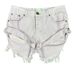 ONE TEASPOON Bandits Frayed Hem Cut Off BOOTY Denim Shorts Lavender Pink Sz 26 4